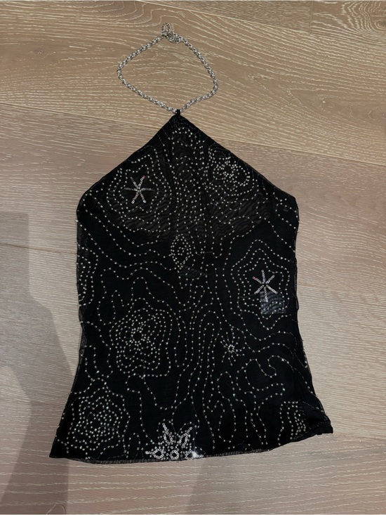 Princess Polly Tops - Princess Polly Black Glitter Mesh Top